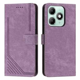 For itel A90 4G Skin Feel Stripe Pattern Leather Phone Case with Lanyard(Purple)