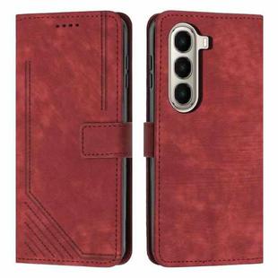 For itel A95 5G Skin Feel Stripe Pattern Leather Phone Case with Lanyard(Red)