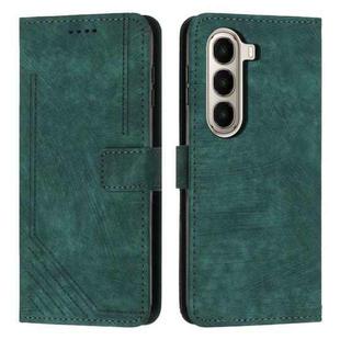 For itel A95 5G Skin Feel Stripe Pattern Leather Phone Case with Lanyard(Green)