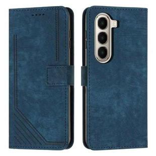 For itel A95 5G Skin Feel Stripe Pattern Leather Phone Case with Lanyard(Blue)