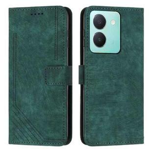 For vivo Y78 / vivo Y36 Skin Feel Stripe Pattern Leather Phone Case with Lanyard(Green)