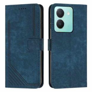For vivo Y78 / vivo Y36 Skin Feel Stripe Pattern Leather Phone Case with Lanyard(Blue)
