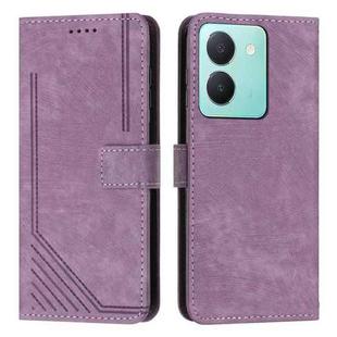 For vivo Y78 / vivo Y36 Skin Feel Stripe Pattern Leather Phone Case with Lanyard(Purple)