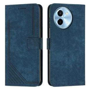 For vivo Y38 5G Skin Feel Stripe Pattern Leather Phone Case with Lanyard(Blue)