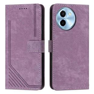 For vivo Y38 5G Skin Feel Stripe Pattern Leather Phone Case with Lanyard(Purple)