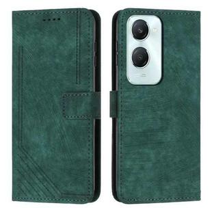 For vivo Y03 / Y18 / Y18e Skin Feel Stripe Pattern Leather Phone Case with Lanyard(Green)