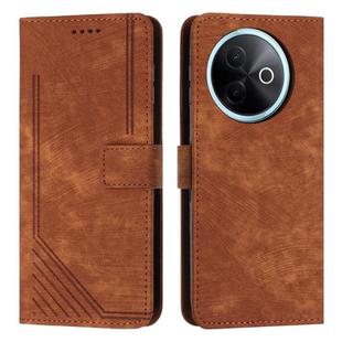 For vivo Y39 5G Global Skin Feel Stripe Pattern Leather Phone Case with Lanyard(Brown)