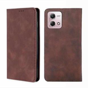 For Motorola Moto G Stylus 2023 4G Skin Feel Magnetic Leather Phone Case(Dark Brown)