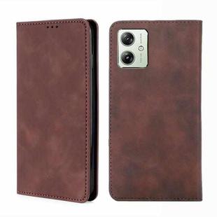 For Motorola Moto G54 5G EU Version Skin Feel Magnetic Leather Phone Case(Dark Brown)