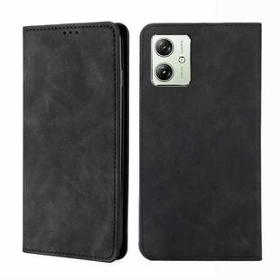 For Motorola Moto G54 5G EU Version Skin Feel Magnetic Leather Phone Case(Black)