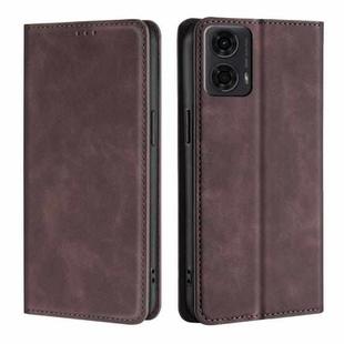 For Motorola Moto G24 4G Skin Feel Magnetic Leather Phone Case(Dark Brown)