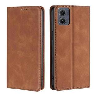 For Motorola Edge 5G 2024 Skin Feel Magnetic Leather Phone Case(Light Brown)