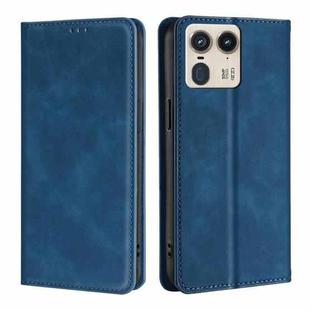 For Motorola Edge 50 Ultra Skin Feel Magnetic Leather Phone Case(Blue)