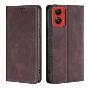 For Motorola Moto G Stylus 5G 2024 Skin Feel Magnetic Leather Phone Case(Dark Brown)