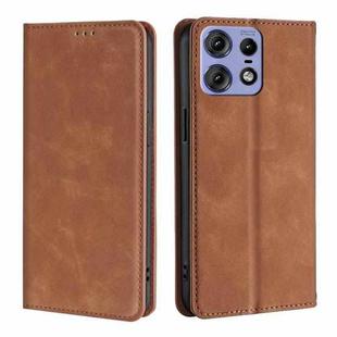 For Motorola Edge 50 Pro 5G Skin Feel Magnetic Leather Phone Case(Light Brown)