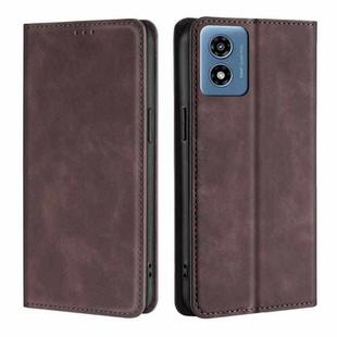 For Motorola Moto G 5G 2024 Skin Feel Magnetic Leather Phone Case(Dark Brown)