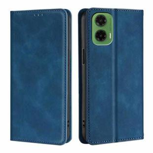 For Motorola Moto G35 5G Skin Feel Magnetic Leather Phone Case(Blue)