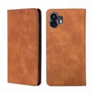 For Nothing Phone 2 Skin Feel Magnetic Leather Phone Case(Light Brown)