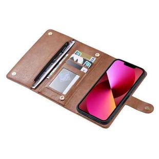 For iPhone 13 ViLi GV Series MagSafe Magnetic Zipper Leather Phone Case(Brown)