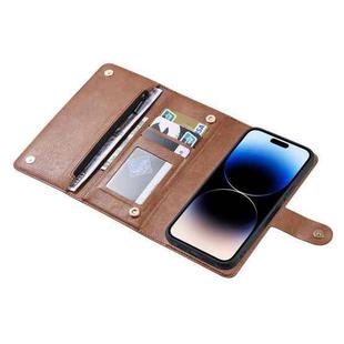 For iPhone 14 Pro Max ViLi GV Series MagSafe Magnetic Zipper Leather Phone Case(Brown)