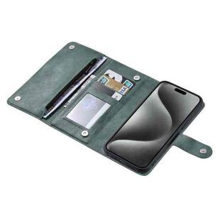 For iPhone 15 Pro Max ViLi GV Series MagSafe Magnetic Zipper Leather Phone Case(Green)