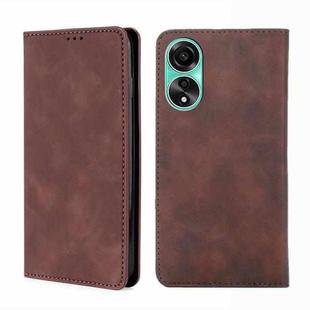 For OPPO A78 4G Skin Feel Magnetic Leather Phone Case(Dark Brown)