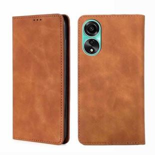 For OPPO A78 4G Skin Feel Magnetic Leather Phone Case(Light Brown)