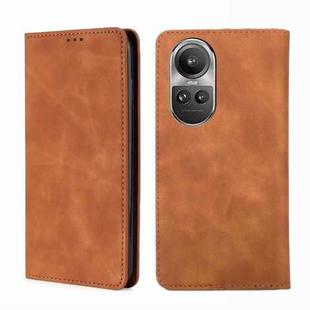 For OPPO Reno 10 5G / Pro 5G Global Skin Feel Magnetic Leather Phone Case(Light Brown)