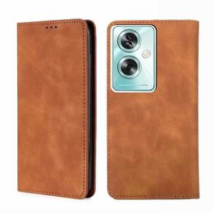 For OPPO A79 5G Skin Feel Magnetic Leather Phone Case(Light Brown)