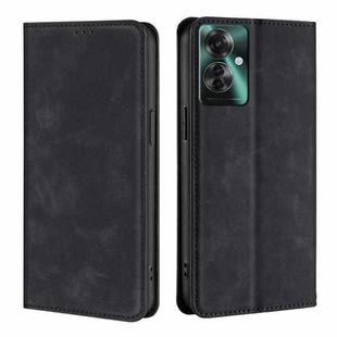 For OPPO Reno11 F 5G Skin Feel Magnetic Leather Phone Case(Black)