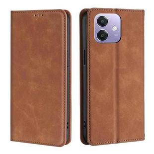 For OPPO A3 5G India Skin Feel Magnetic Leather Phone Case(Light Brown)