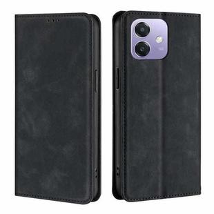 For OPPO A3 5G India Skin Feel Magnetic Leather Phone Case(Black)