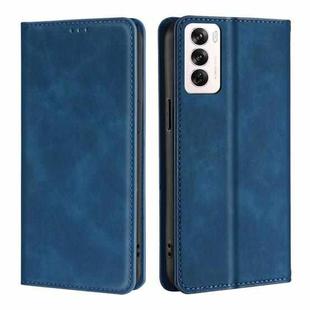 For OPPO Reno12 5G Global Skin Feel Magnetic Leather Phone Case(Blue)