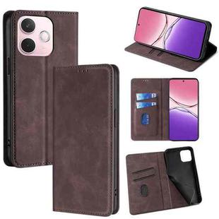 For OPPO A5 Pro 5G Global Skin Feel Magnetic Leather Phone Case(Dark Brown)