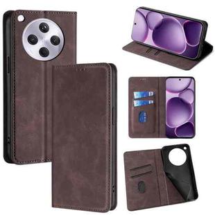 For OPPO Find X8s+ 5G Skin Feel Magnetic Leather Phone Case(Dark Brown)