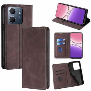 For OPPO A5x 5G Global Skin Feel Magnetic Leather Phone Case(Dark Brown)