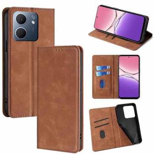 For OPPO A5x 5G Global Skin Feel Magnetic Leather Phone Case(Light Brown)