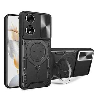 For Honor 90 5G CD Texture Sliding Camshield Magnetic Holder Phone Case(Black)