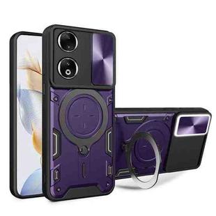 For Honor 90 5G CD Texture Sliding Camshield Magnetic Holder Phone Case(Purple)