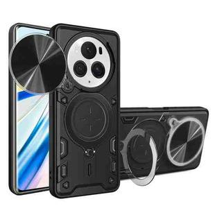 For Honor Magic6 Pro 5G CD Texture Sliding Camshield Magnetic Holder Phone Case(Black)
