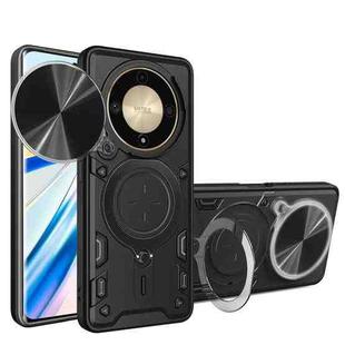 For Honor X9a / Magic5 Lite CD Texture Sliding Camshield Magnetic Holder Phone Case(Black)