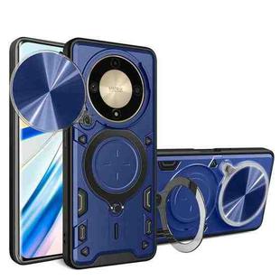 For Honor X9a / Magic5 Lite CD Texture Sliding Camshield Magnetic Holder Phone Case(Blue)