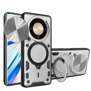 For Honor X9a / Magic5 Lite CD Texture Sliding Camshield Magnetic Holder Phone Case(Silver)