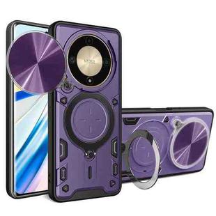 For Honor X9a / Magic5 Lite CD Texture Sliding Camshield Magnetic Holder Phone Case(Purple)