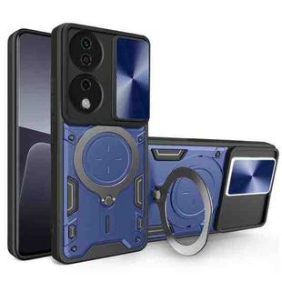 For Honor X7b CD Texture Sliding Camshield Magnetic Holder Phone Case(Blue)