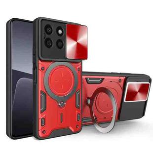 For Honor X8b CD Texture Sliding Camshield Magnetic Holder Phone Case(Red)