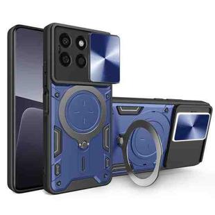For Honor X8b CD Texture Sliding Camshield Magnetic Holder Phone Case(Blue)