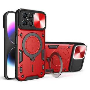 For Honor X8 4G CD Texture Sliding Camshield Magnetic Holder Phone Case(Red)