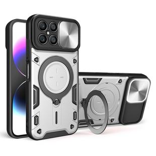 For Honor X8 4G CD Texture Sliding Camshield Magnetic Holder Phone Case(Silver)