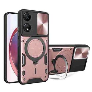 For Honor X5 Plus CD Texture Sliding Camshield Magnetic Holder Phone Case(Pink)